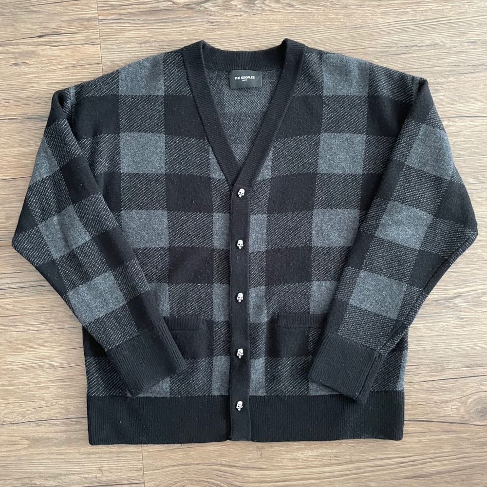 The Kooples Men’s Skull Cardigan Sweater Black Med